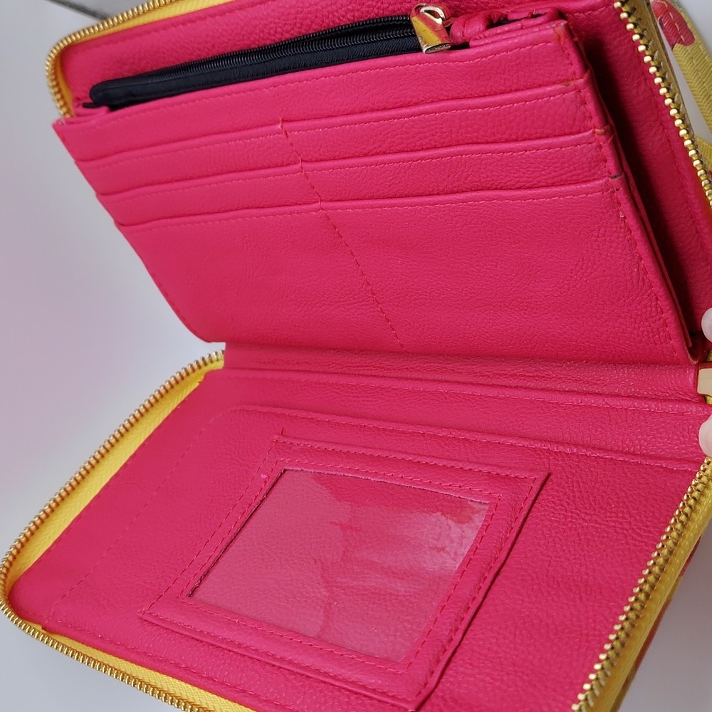Betsey Johnson Yellow Floral Wristlet Clutch, GC, 8"x4.5". - Picture 4 of 10